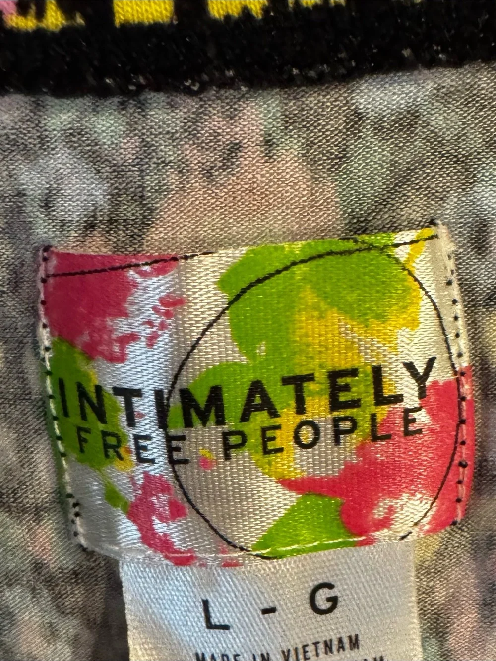 Free People Intimately Black with Pink & Yellow Floral Printed Camisole - Size L